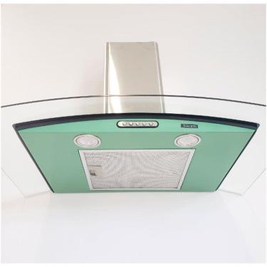 Imagem de Coifa de Parede Terim Vidro Curvo Verde Chá Inox 70 cm