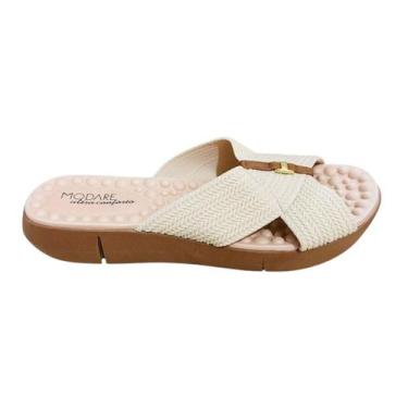 Imagem de Tamanco Feminino Ortopédico Modare Ultraconfort, Creme, Camel, 36