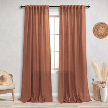 Imagem de Cortinas KOUFALL Terracotta Sheer Boho Linen 213 cm 2 painéis