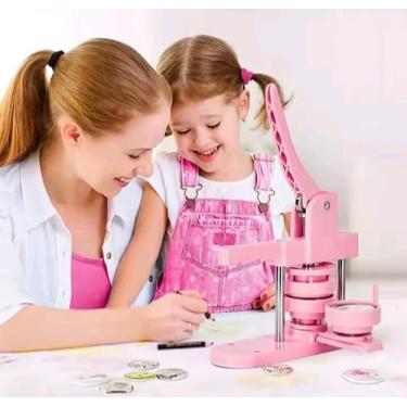 Imagem de Máquina de Fazer Botões Manual, Prensa para Forrar Botões, Rosa, Ferramenta de Artesanato
