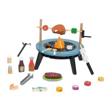 Imagem de simhoa Crianças churrasqueira brinquedo cozinha cozinhar playset madeira interativo brinquedos de cozinha conjunto para 2 3 4 5 6 anos de idade presente de