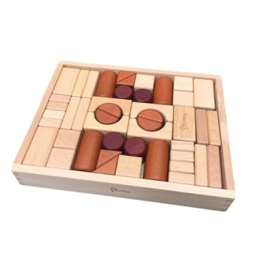 Imagem de Dynwave Blocos de construção de madeira Formas 3D Brinquedo interativo para Montessori Formas geométricas para crianças Meninas e meninos