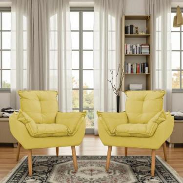 Imagem de Kit 2 Poltronas Para Sala Decorativa Opala Pés Palito Suede - Porto De