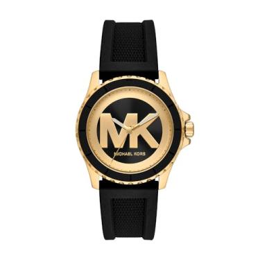 Imagem de Michael Kors Relógio feminino Everest, relógio feminino de aço inoxidável com pulseira de aço ou silicone, Dourado/preto, 40MM