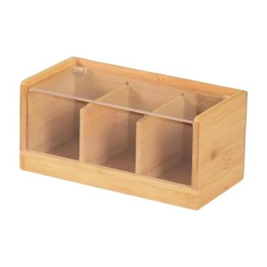 Imagem de DimyFew Organizador de saquinhos de chá com compartimentos, caixa de armazenamento leve e elegante, suporte para saquinhos de chá para apartamento, 3 Grades