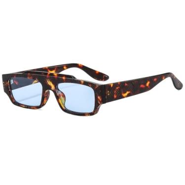 Imagem de Óculos de sol vintage laranja da moda, feminino, masculino, retrô, lente azul, óculos de sol uv (3)
