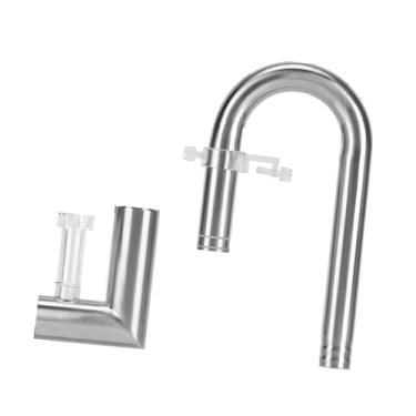Imagem de FJMQHU Conector de tubo de filtro de aquário para aquário, tubo de lírio aquático, skimmer de óleo de aço inoxidável, fácil montagem, saída de água, 20 Saída Remover