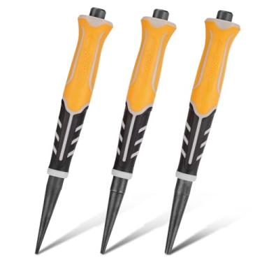 Imagem de Hoteche Conjunto de 3 peças de punção de unha, inclui conjunto de unhas de 1/81.3 cm, 2/81.3 cm, 3/81.3 cm, com aderência de absorção de choque, CRV, tratamento preto, ponta oca de precisão, pregos