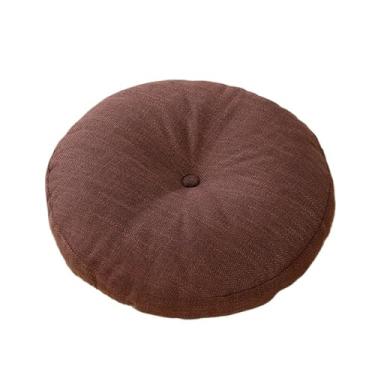Imagem de pufe Almofada de tecido redondo futon linho espessado almofada chão japonesa(Brown,60x60x15cm)