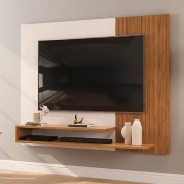 Imagem de Painel Para Tv Ate 50 Polegadas Ripado 2 Prateleiras Nando - Dj Móveis