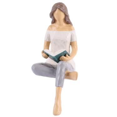 Imagem de XMGZQ Reading Thinker Statue Book Lover Gifts for Women Readers, Graduados, Estudantes, Professores, Decoração de Estante Escultura Estética Decoração de Casa para Prateleiras Mesa Escritório Sala de