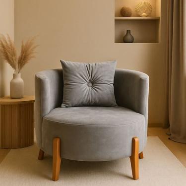 Imagem de Poltrona Orgânica Curva Luna Veludo Cinza Claro - Montanaris Decor - M