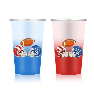 Imagem de Clickslock Copos de alumínio que mudam de cor - Conjunto de 2 copos de 473 ml - Canecas de festa de futebol americano ativado para vermelho e azul - Copos de cerveja reutilizáveis para dia de jogo