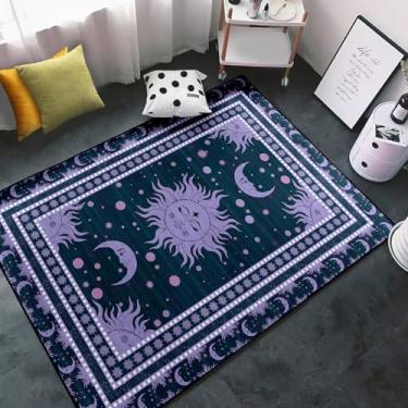 Imagem de Tapete celestial para quarto - Tapete de área de fase da lua, sol e lua, para quarto, sol, roxo, tapete celestial, decoração de casa, tapetes de chão, 6 x 10 m