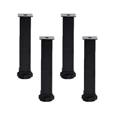 Imagem de XWZFFAI Sólido 4 pernas de móveis ajustáveis 2 cm moldura de cama rosqueada tipo T suporte de cama pés móveis pés suporte de cama pés acessórios de moldura de cama não machuca o chão, preto, 15 cm