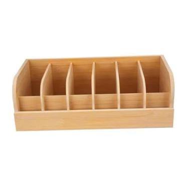 Imagem de Baoblaze Organizador de cinto de bambu com 6 compartimentos 35x12,2 cm para acessórios de organização de gavetas de armário, economizador de espaço, suporte