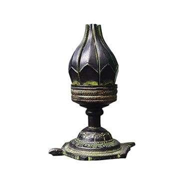 Imagem de Castiçal de lótus vintage feito à mão, ornamentos decorativos nostálgicos, modelagem criativa, suporte de vela de metal, suporte de velas