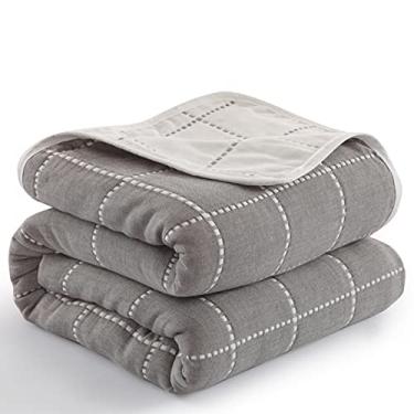 Imagem de Cobertor de toalha de gaze, padrão floral, padrão xadrez, cobertor de toalha grande, tecido de 6 camadas, cobertor quente, 100% algodão, cobertor de gaze para soneca, 90 x 100, cobertor de viagem