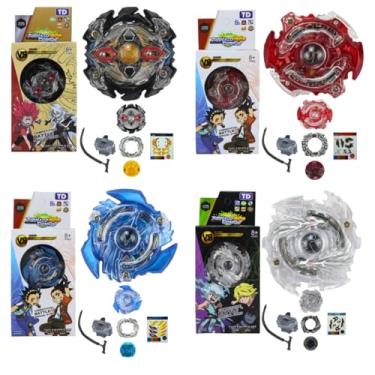 Imagem de Beyblades Burst com Lançadores, 4 Piões de Metal e Plástico, Kit de Batalha com 4 Lançadores, para Crianças Acima de 4 Anos, 23 x 14.5 x 4 cm (Coleção D)