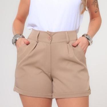 Imagem de Short Alfaiataria Feminino Cintura Alta com Pences e Barra Italiana El