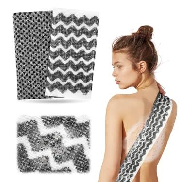 Imagem de Pacote com 2 esfregões esfoliantes para chuveiro de banho, esfoliante corporal, toalha de banho, esponja de banho, bucha de chuveiro para mulheres e homens, preto e cinza