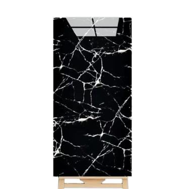 Imagem de Placas Adesivas 3D de Mármore, Kit 10 Unidades, Revestimento Autocolante para Parede, Preto e Branco, 30x60cm (Mármore Preto)