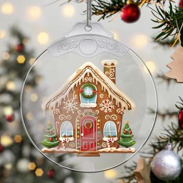 Imagem de Enfeites de Natal para pendurar em cristal de chalé, enfeites de árvore de Natal feitos à mão, decoração de carro e casa - presentes de Natal, decoração de artesanato em acrílico, ideias de troca de