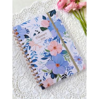 Imagem de Agenda 2026 jan-2026 Dec 70 páginas floral acadêmica, livro de planejamento semanal e mensal de capa dura, A5 (15 x 20 cm), caderno de calendário diário, organizador escolar universitário para