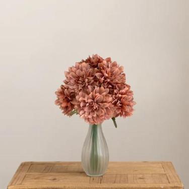 Imagem de 2 Hastes flor dálias 36cm linha luxo aparência real flor artificial p/