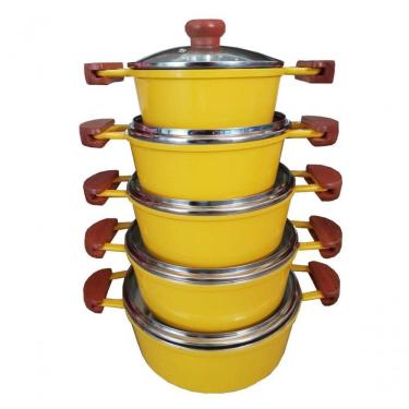 Imagem de Jogo 5 Panelas Alumínio Batido Fundido Amarelas Extang