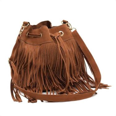 Imagem de Bolsa Feminina de Camurça com Franjas  Estilo Boho Chic - LORENA VITOR