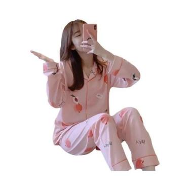 Imagem de Conjunto De Pijamas Femininos Para Quatro Estações Com Estampa Xadrez 