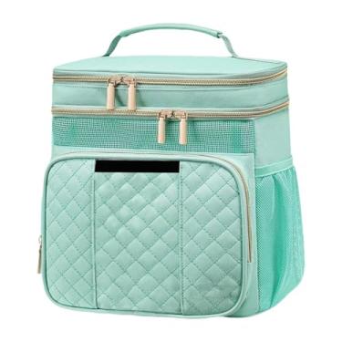 Imagem de Ysyqkn Nécessaire Grande para Artigos de Higiene Pessoal, Organizador de Produtos de Higiene, Compartimentos Resistentes à água, Bolsa de Banheiro para Pendu, Verde