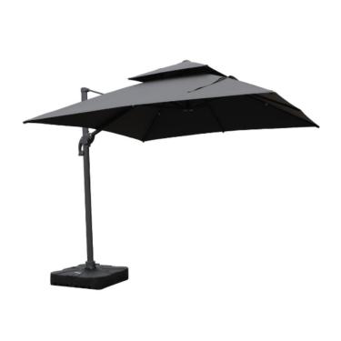 Imagem de Ombrelone Lateral Com Base 150 Lt Hdpe Tulum Rivatti 300 Cm (larg) Alumínio Capa Poliéster Grafite