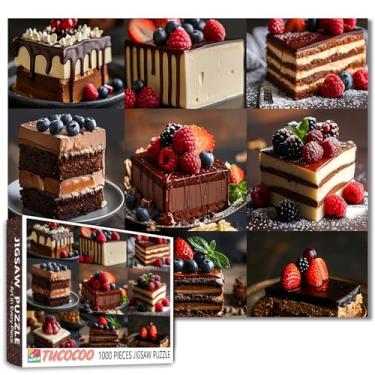 Imagem de Tucocoo Quebra-cabeça de colagem de sobremesas decadentes para adultos, 1000 peças, frutas, bolos, comida, arte, quebra-cabeça, colorido, faça você mesmo, para presentes de decoração de casa