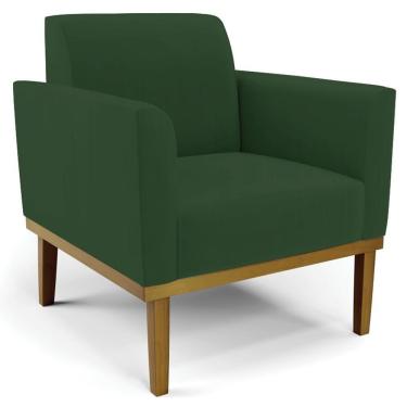 Imagem de Poltrona Decorativa Base Madeira Castanho Maressa Veludo Verde - Ibiza