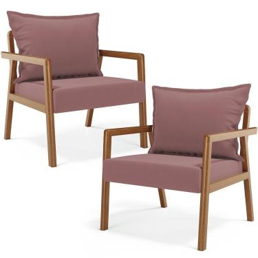 Imagem de Kit 02 Poltronas Decorativa Para Sala De Estar Alícia B04 Suede Rosê - Lyam Decor