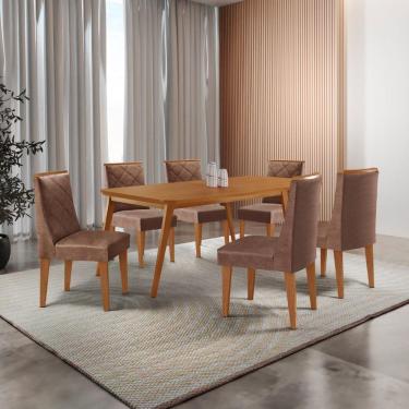 Imagem de Mesa De Jantar Copper 180cm Tampo Com 6 Cadeiras Moderna Tork//