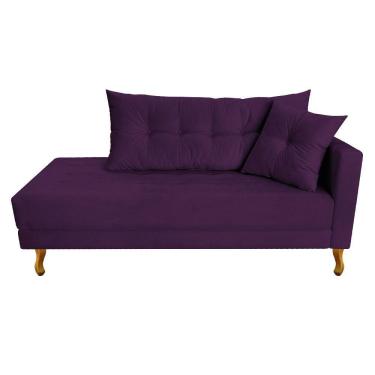 Imagem de Recamier Azura 140cm Com Almofada Lado Esquerdo Suede Cor Roxo