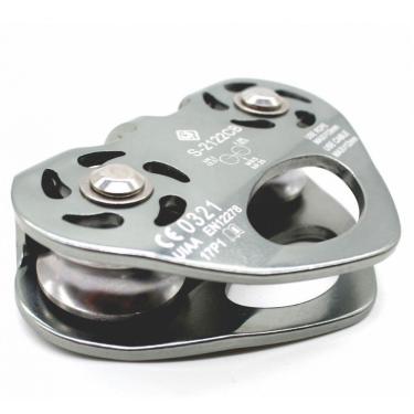 Imagem de Polia Dupla Em Linha Tirolesa 25kn UsCe Uiaa Para Corda E Cabo De Aço Cinza