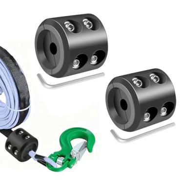 Imagem de Tampa de gancho de guincho de borracha para corda sintética, protetor de linha de cabo de guincho com parafusos e porcas de aço inoxidável e chave Allen para guinchos ATV UTV SUV (preto)
