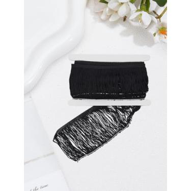 Imagem de Acabamento de franja de corrente de renda de 5 metros, borla larga de renda de poliéster preto com cartão de exibição de papelão, acessórios de vestuário para véu de casamento feito à mão DIY