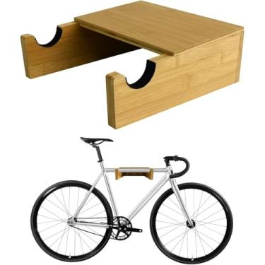 Imagem de Liuceny Suporte de parede para bicicleta – Suporte de bicicleta interno, armazenamento de bicicleta de madeira com prateleira removível, pesando até 18 kg