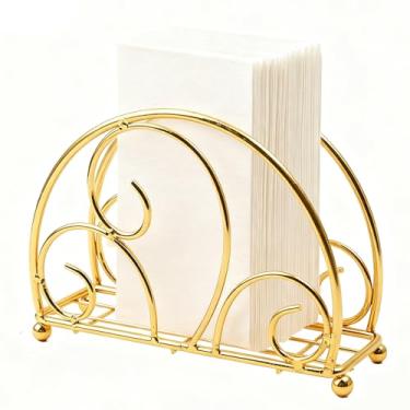 Imagem de Porta-guardanapos de metal moderno - adequado para cozinha, sala de jantar, bancadas e guardanapos de coquetel - perfeito para qualquer decoração de quarto (ouro)