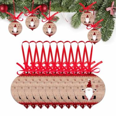Imagem de Enfeite de Natal 2025 Conjunto de 10, Merry Christmas Gnomo Inverno Floco de Neve Acessórios de Suspensão de Acrílico para Decoração de Árvore de Natal, Buffalo Vermelho Grade Farmhouse Plank Forma