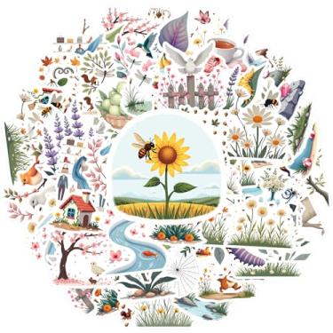 Imagem de 70 peças animais natureza, flores, estações, pássaros, adesivos de animais, brinquedo, caprichoso, para notebook, bagagem, celular, copo, guitarra, faça você mesmo, bicicleta, skate, laptop, bagagem