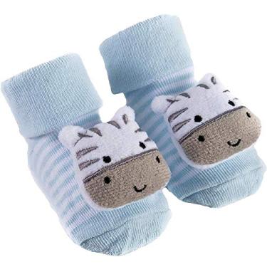 Imagem de Meias Antiderrapantes Com Chocalho Zebrinha, BUBA, Azul