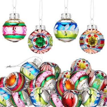 Imagem de Gemscream 20 peças de 3 cm meio refletor meio redondo bola de vidro de Natal estilo confete enfeites de bola enfeites de vidro colorido para casa, árvore de Natal, casamento, decoração de festa