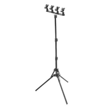 Imagem de Sanpyl Suporte de Microfone de Liga de Alumínio Com Braço Ajustável 4 Capacidade de Microfone Com Altura Ajustável para Podcasting de Estúdio Doméstico