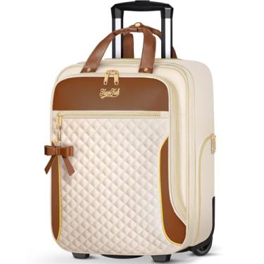 Imagem de Mala de mão aprovada por companhias aéreas de 56 x 35 x 23 cm, mala macia de 50 cm com 4 peças, bagagem leve para mulheres com trava TSA e 4 rodas giratórias, malas de mão laterais macias para viagens